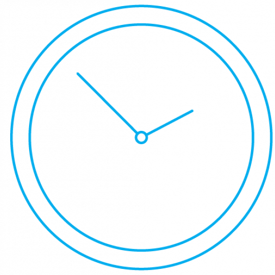 Infographic of a clock in blue