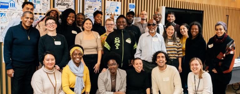 A group photo of cultural and community organisations participating in the Culture and Community Spaces at Risk Skills Forum at City Hall in London by Eric Aydin-Barberini