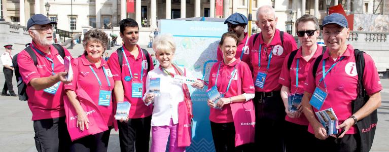 Barbara Windsor and the volunteering team promoting #LondonisOpen