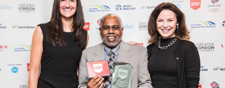 Henry T Palton Gaspard: London Sport Award for Volunteer of the Year winner holding his award