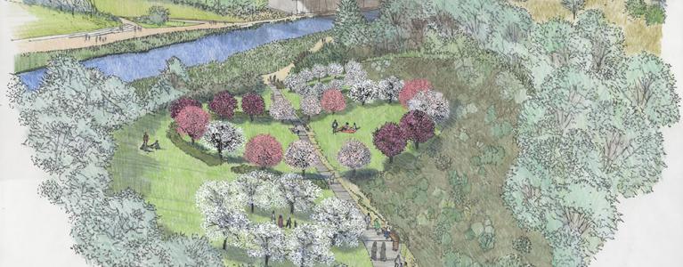A graphic drawing of Queen Elizabeth Park