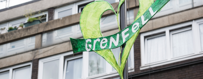 A message of support left after the devastating Grenfell Tower fire