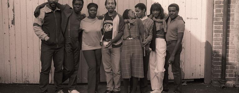 Image Credit   Yemi Ajibade's Fingers Only Fingers (1982) produced by Black Theatre Co-operative   Photograph by Michael Mayhew, National Theatre Archive   L_R: T-Bone Wilson, Christopher Asante, Ena Cabayo, Malcolm Frederick, Judith Jacob, Chris Tummings