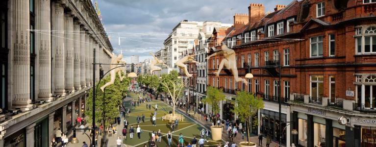 An artist's impression of how the future Oxford Street could look