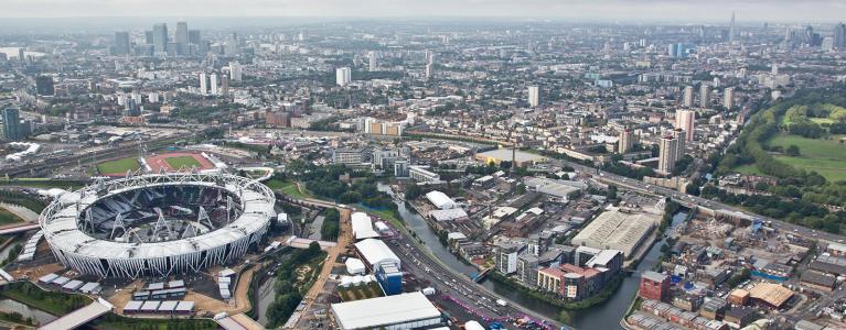 Aerial view of East London