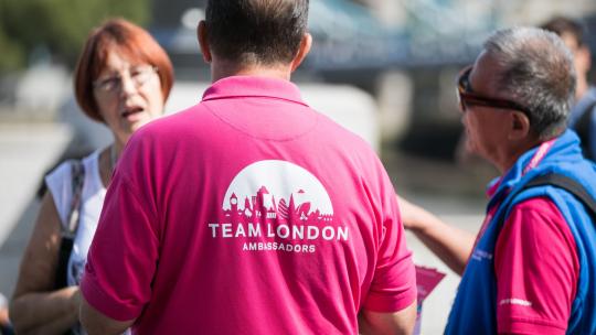 Team London Ambassadors providing information to people as part of Let's Do London campaign event