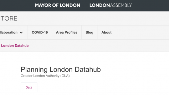 Planning London datahub screenshot