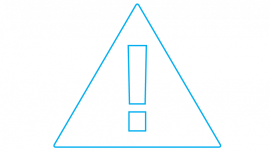 Infographic of an exclamation mark in a triangle in blue