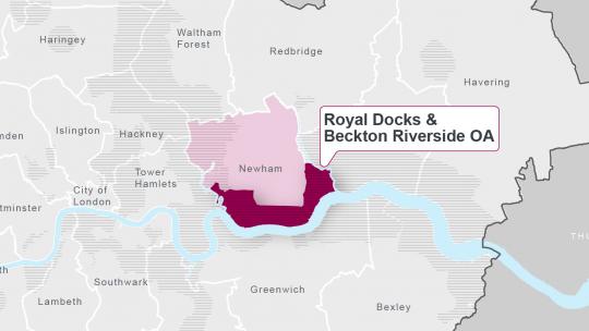 Map of Royal Docks and Riverside