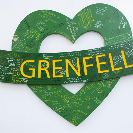 Grenfell green heart sign