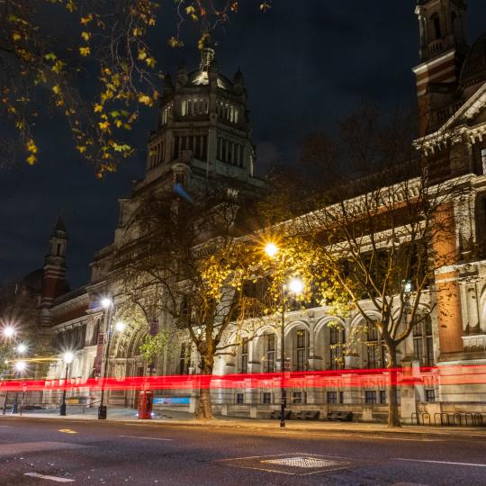 Victoria and Albert museum at night