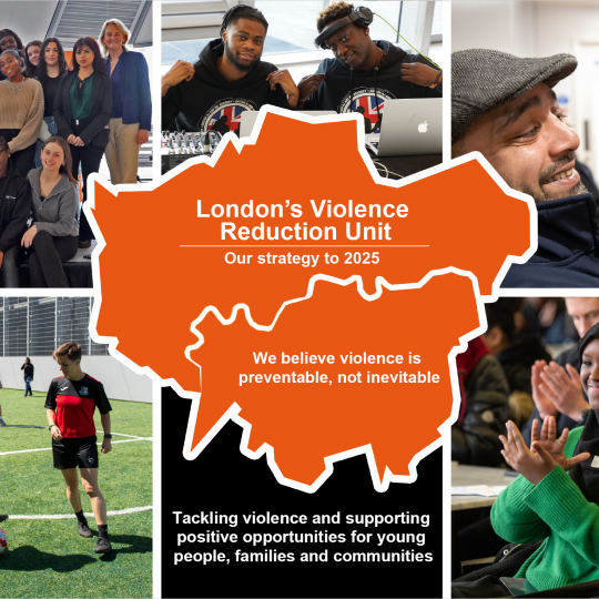 VRU strategy cover image showing pictures of people and map of London