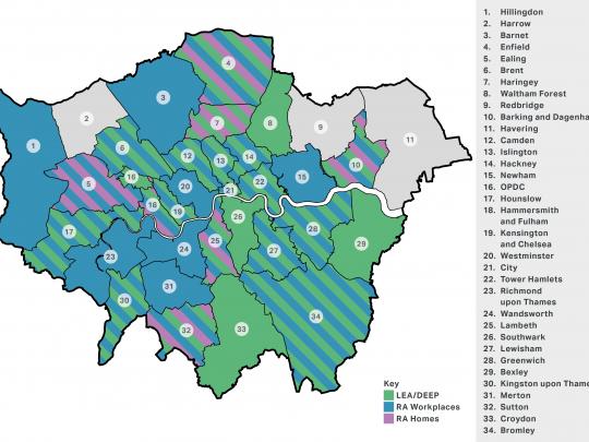 Retrofit Accelerators - map of projects by London borough