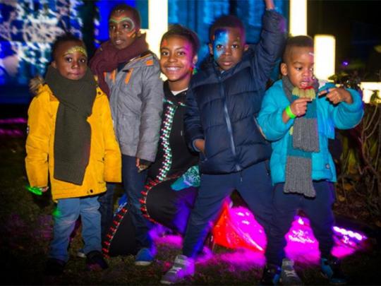 Children at a light festival
