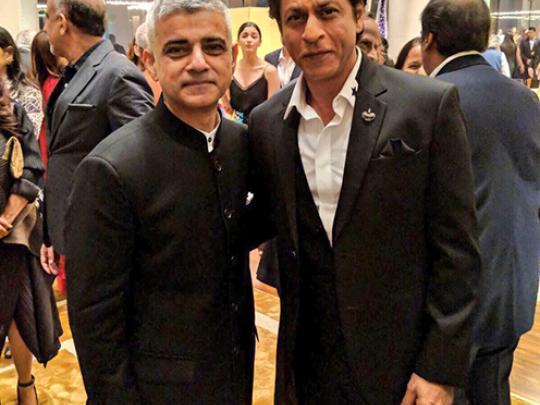 Mayor of London Sadiq Khan and Bollywood star Shah Rukh Khan