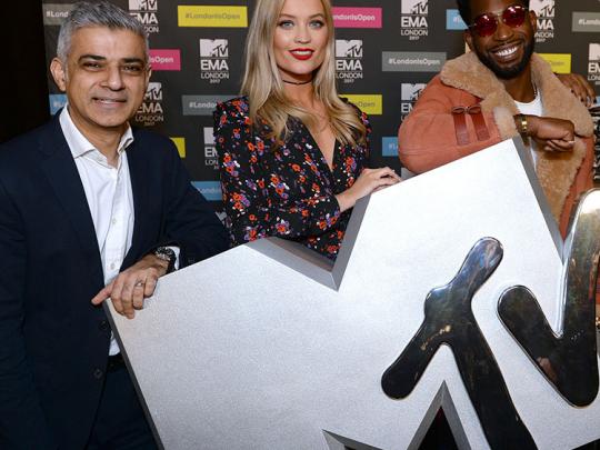Sadiq at MTV EMA awards with Tinie Tempah and Laura Whitmore