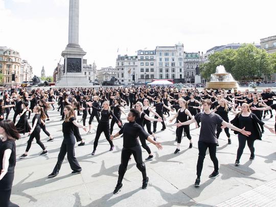 People dancing in Trafalgar Square