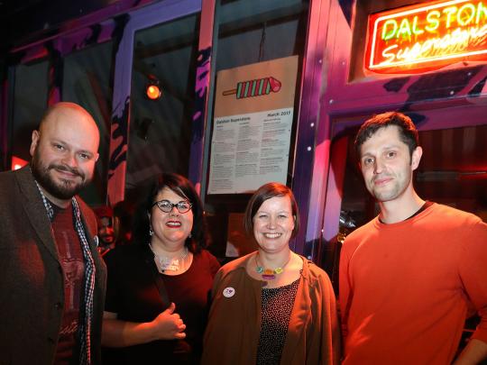 Night Czar outside Dalston Superstores with Meg Hilier MP and Dan Beaumont