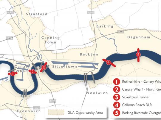 TfL map of proposed river crossings