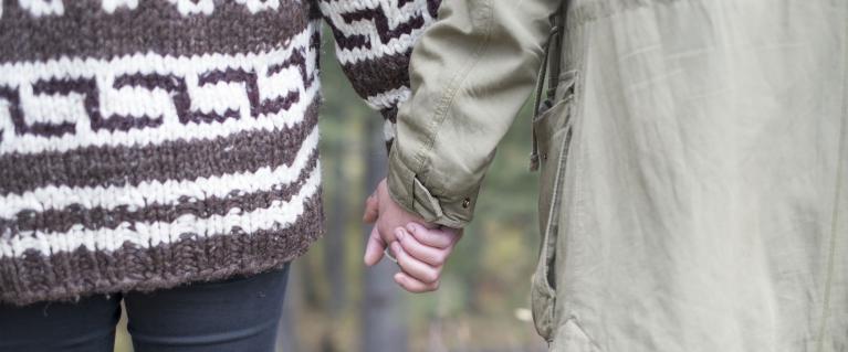Couple holdings hands