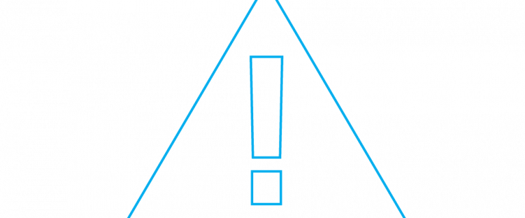 Infographic of an exclamation mark in a triangle in blue