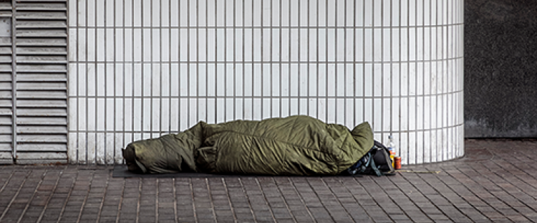 A Londoner rough sleeping in the city