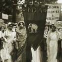 Indian suffragists on the Women's Coronation Procession of 1911, including Lolita Roy on the left.