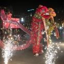 Chinese dragon display at Lunar New Year event in Trafalgar Square