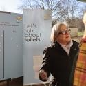 Caroline Russell campaigning for more toilets on the TfL tube