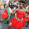 Dancer in red at Black History Month celebrations