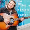 Nicola Hogg Busking at Wembley Park. Photo by Gary W Smith.