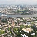 Aerial view of Greenwich and Canary Wharf