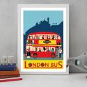 London red bus picture places beside a toy pigeon and books