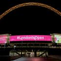 #LondonisOpen display lights up at Wembley Stadium