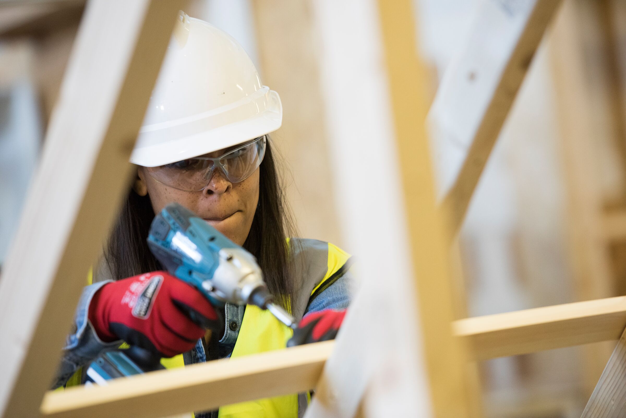 Female woodworker at work