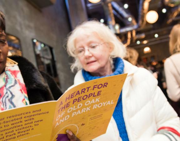 OPDC people reading leaflet at Community Forum event