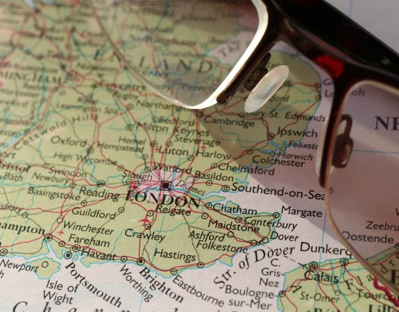 An image of a map that is focussed on London.