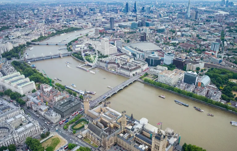 Aerial view of central London