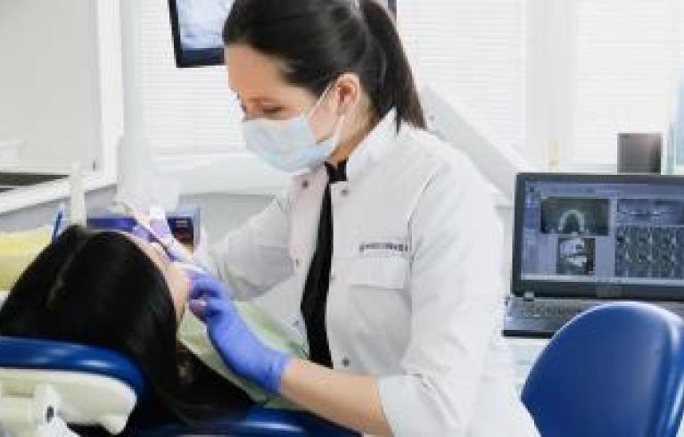 Dentist working on a patient