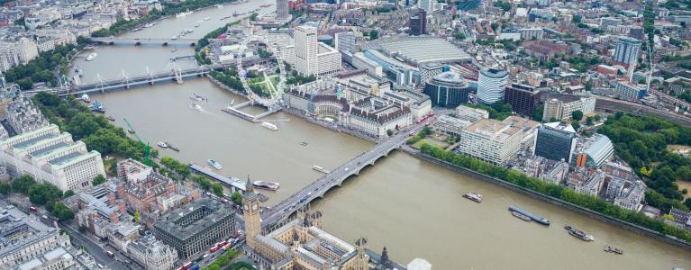 Aerial view of central London