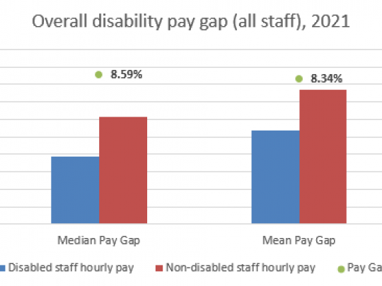 Overall disability pay gap (all staff), 2021 graph