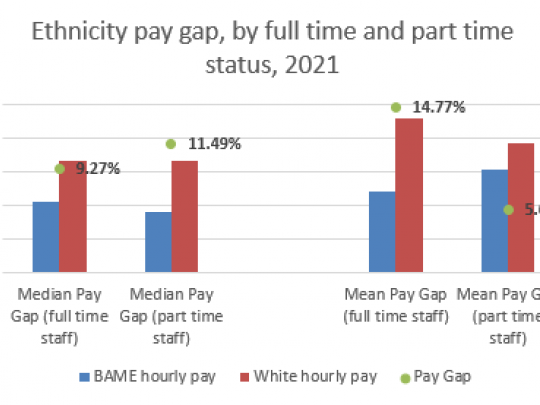 Ethnicity pay gap by full time or part time status graph