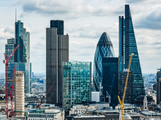 London's skyline with the Gherkin building