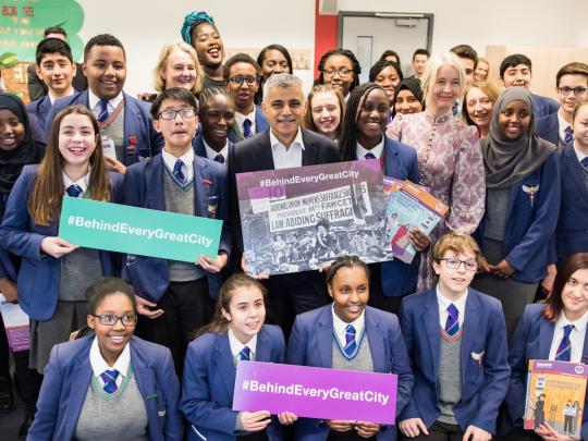 The Mayor launches the #BehindEveryGreatCity campaign with students from Platanos College in south London