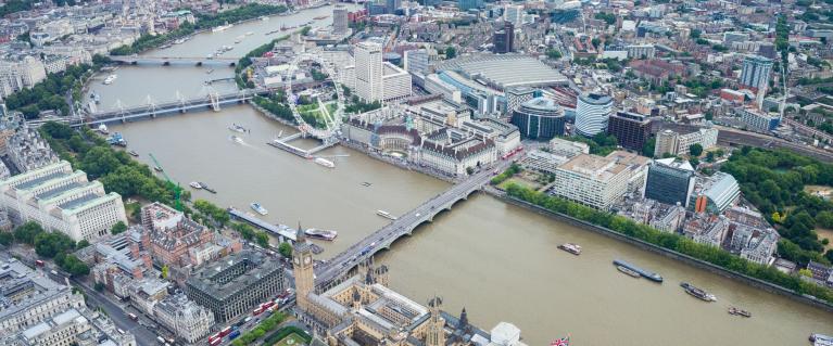 Aerial view of central London