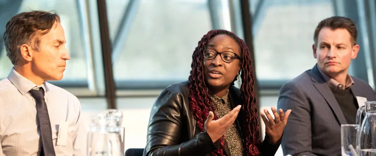 Panel debating at a LondonED research conference
