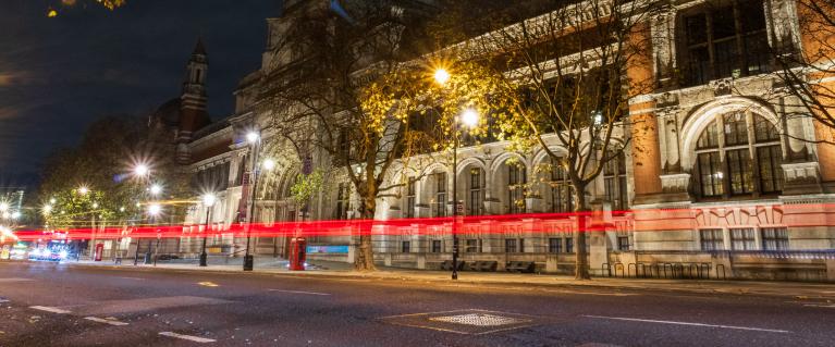 Victoria and Albert museum at night