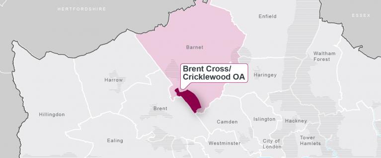 Map showing Brent Cross Opportunity Area location