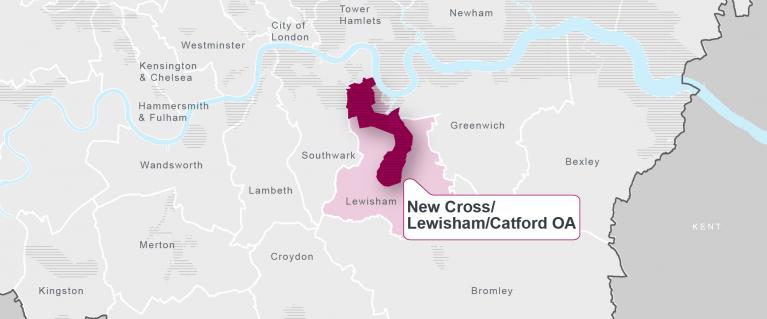 Lewisham, Catford and New Cross on a map