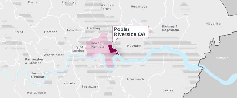 Map of Poplar Riverside in Tower Hamlets